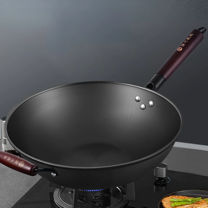 

Iron Non Stick Wok Cooking Pot Vegetable Cooking Pot Induction Cooker Stove Gas Uncoated Chines Wok Utensils Kitchen Cookware