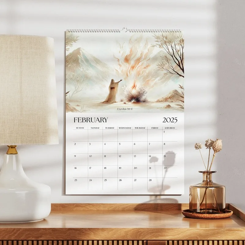 Calendar Bible Stories Calendar 12 Months Wire-Binding Wall Calendars for Home Decor