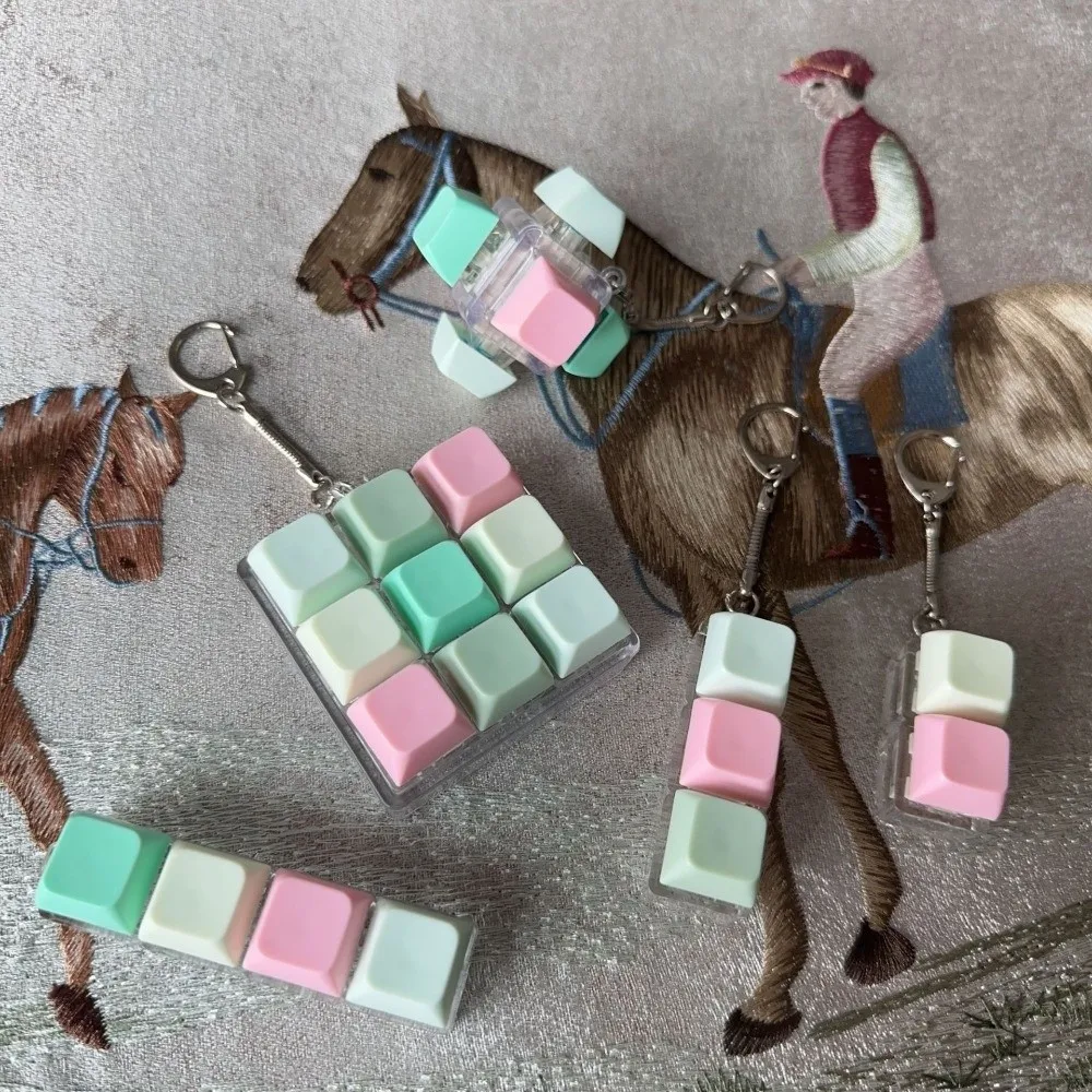 New 2/3/6/9 Keys Finger Keyboard Key Button Keycap Fidget Keychain Pass The Time Gadget Pinch Toy Adult