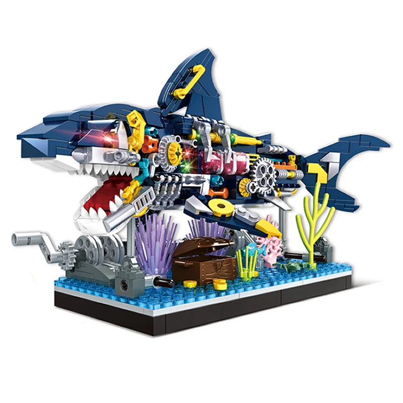 Semi-Mechanized Shark Building Block Ocean Series Building