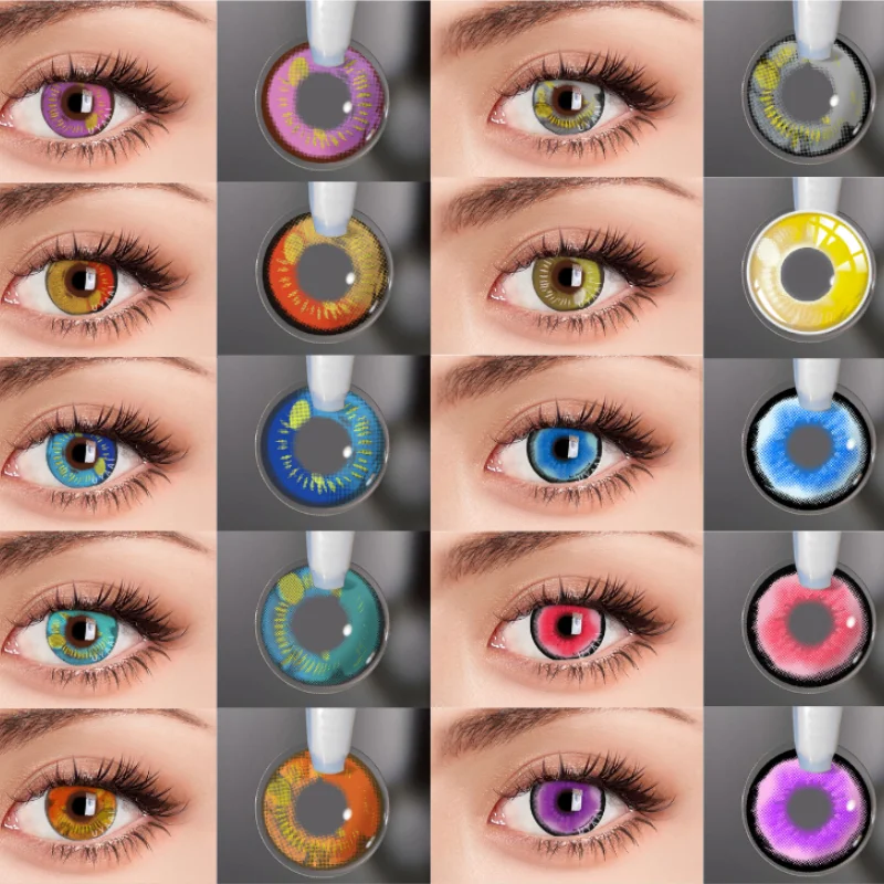 Uyaai Contact Lenses For Eyes Anime Pupils 1 Pair Blue Color Contacts Lenses 14.5mm Cosplay