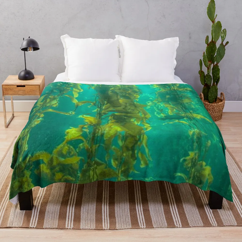 

Green Underwater Kelp Throw Blanket Designers warm for winter Blankets