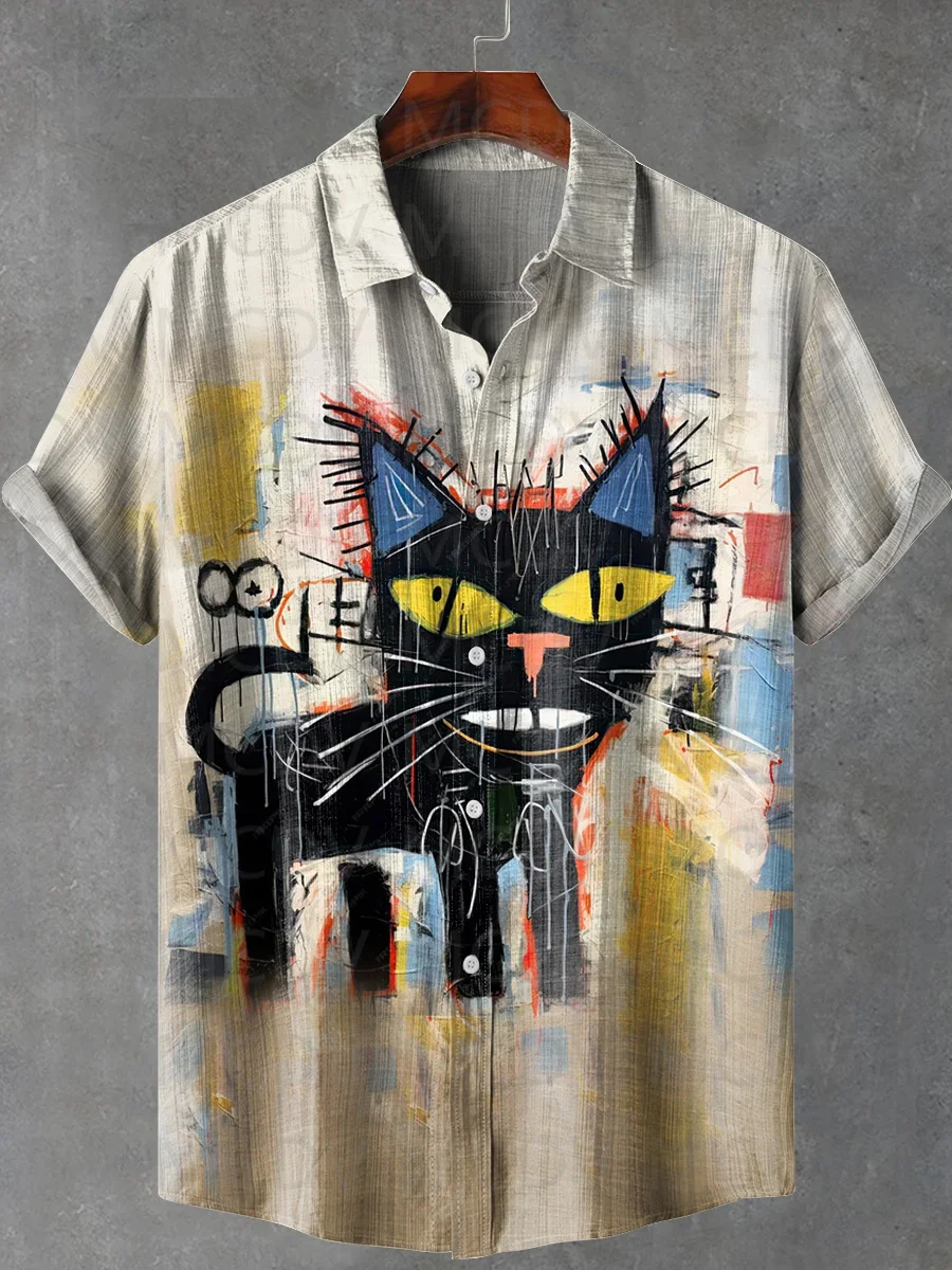 Cat Abstract Art Print T-shirt