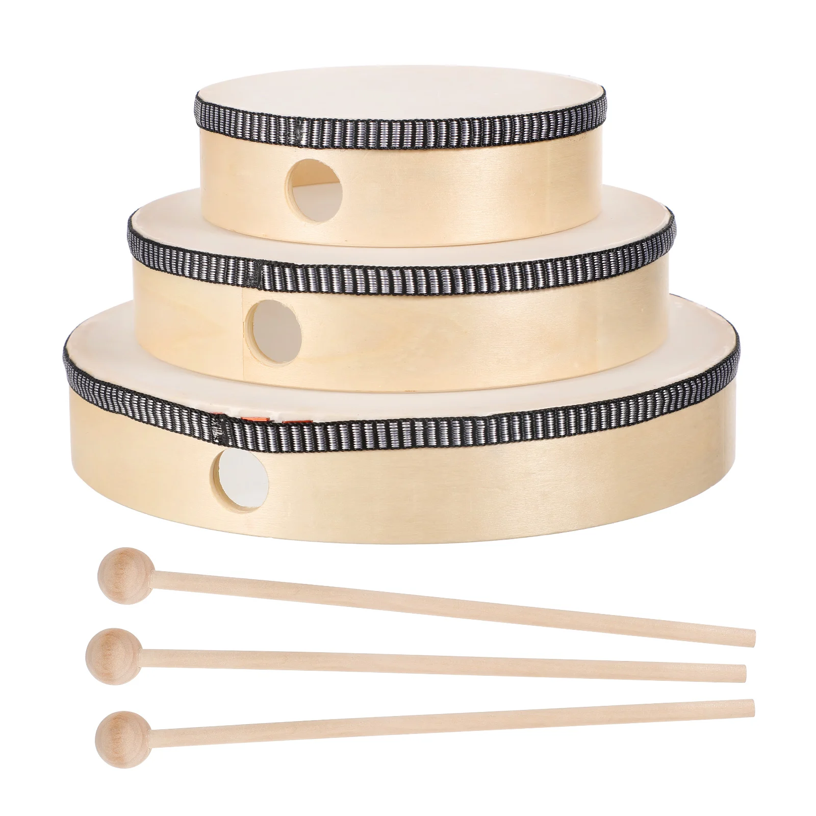 

6 Pcs Percussion Tambourine Drum Wood Frame Fall to The Ground Musical Instrument Instruments Kids Toys Preschool Toddler