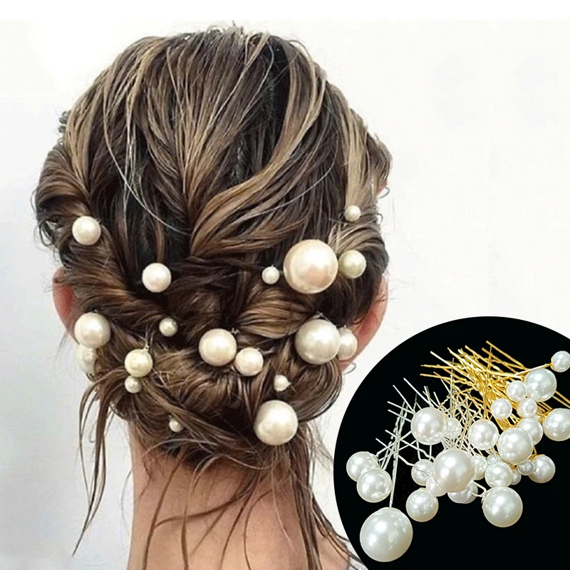 

Wedding Hair Fork Braiding Accessories Simple Luxury Pearl Hair Stick Women Bridal Hairpins Bridesmaid U Shape Hairpins