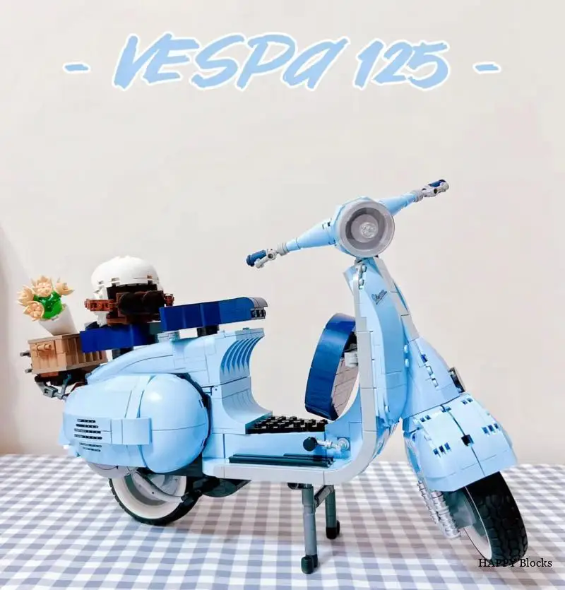 

Vespa 125 Moc 10298 знаменитый мотоцикл, сборный мотоцикл, строительные блоки, кирпичи, высокотехнологичные автомобили, игрушки для детей, фотомашина
