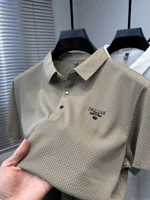 Polo d'été décontracté pour hommes, à la mode, de luxe, Design en Relief, manches courtes, haute qualité, élastique, respirant, séchage rapide, t-shirt 5