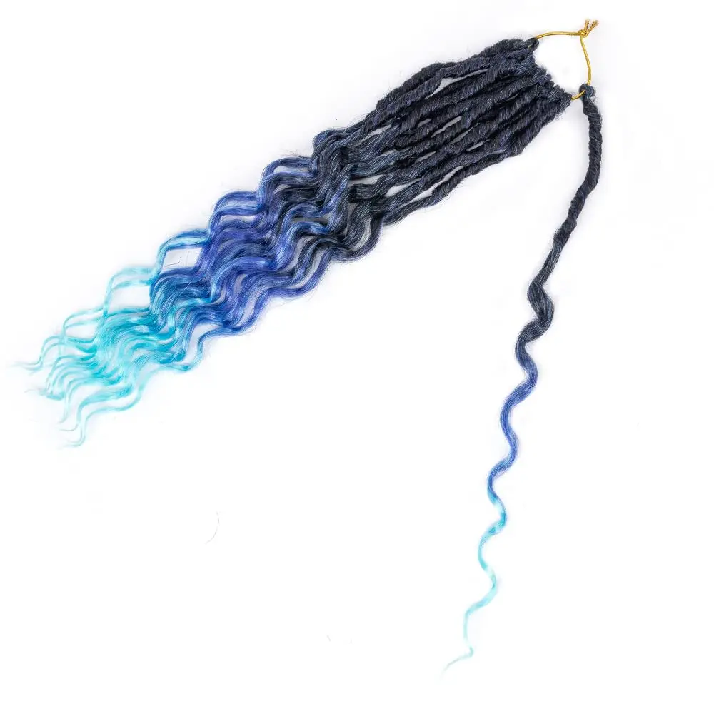 14-inch synthetic (35.5 cm) goddess crocheted hair 1 piece with new soft faux crocheted deep wave pre-loop extensions for women