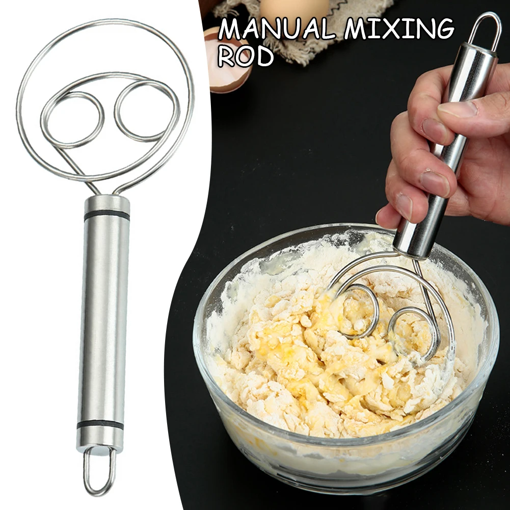 Household Danish Dough Bread Mixer Stainless Steel Cake Pastry Dough Mixer Stick Egg Beater Kitchen Baking Blender Tools