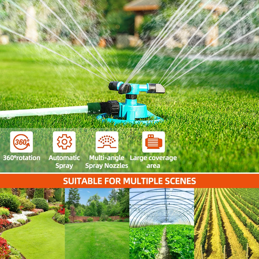 360 Degree Automatic Rotating Garden Lawn Water Sprinklers System Quick Coupling Lawn Rotating Nozzle Garden Irrigation Supplies 2