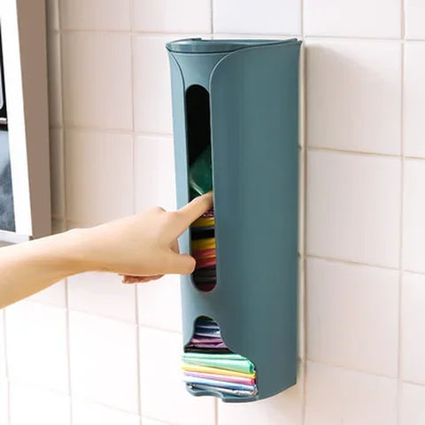 

Plastic Bag Container Wall Mounted Trash Bag Storage Box Trash Bags Holder Rack Sundries Organizer Home Supplies