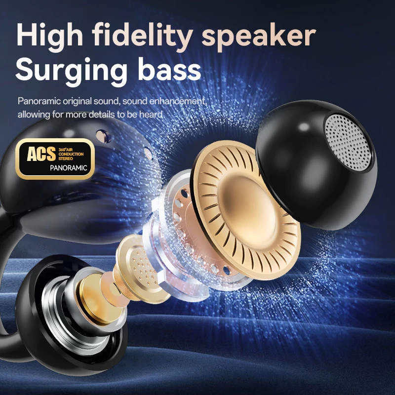 Wireless Ear Clip Earphones with Touch Screen and Real Time Translation