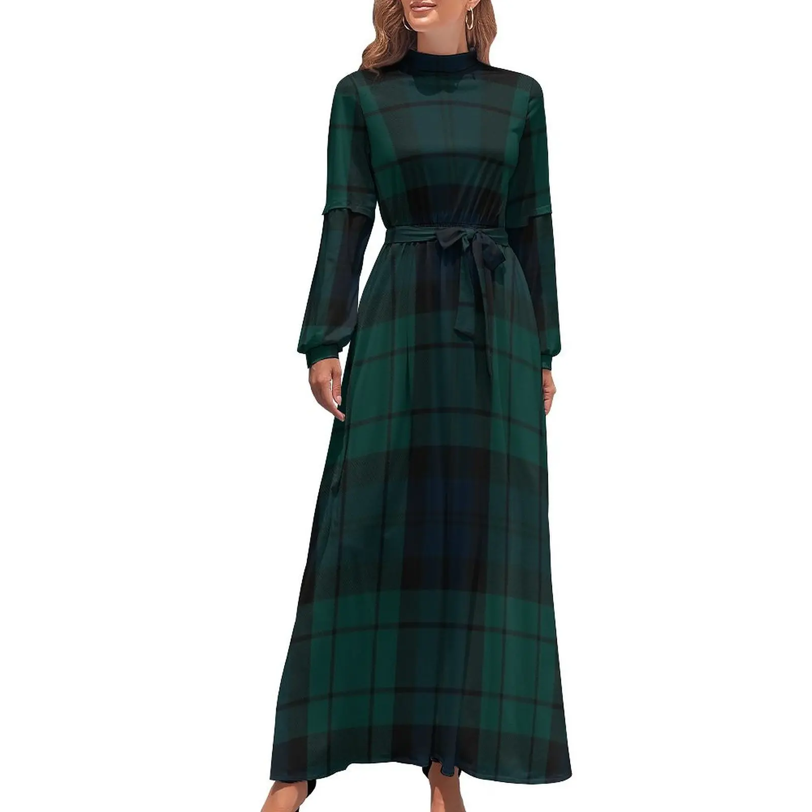 thumbnail image 1 of Vestido largo de tartán de Black Watch Falda de verano para mujer Vestido de verano para mujer 2024 Vestidos para mujer Verano 2024, 1 of 5