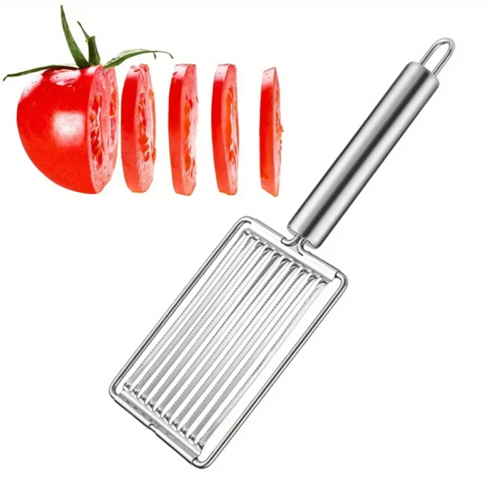 1PC Creative Tomato Potato Slicer Stainless Steel Ham Cutter Manual Food Processors Fruit Kiwi Tools Novel Kitchen Accessories