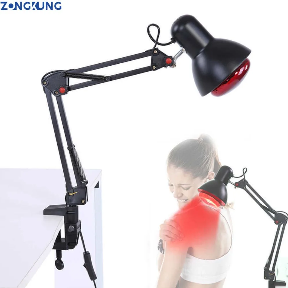 Floor Stand Infrared Heat Physiotherapy Lamp Pain Relief Speed Up Wound Healing 180° Adjustable Anti-scald Health Care Lamp