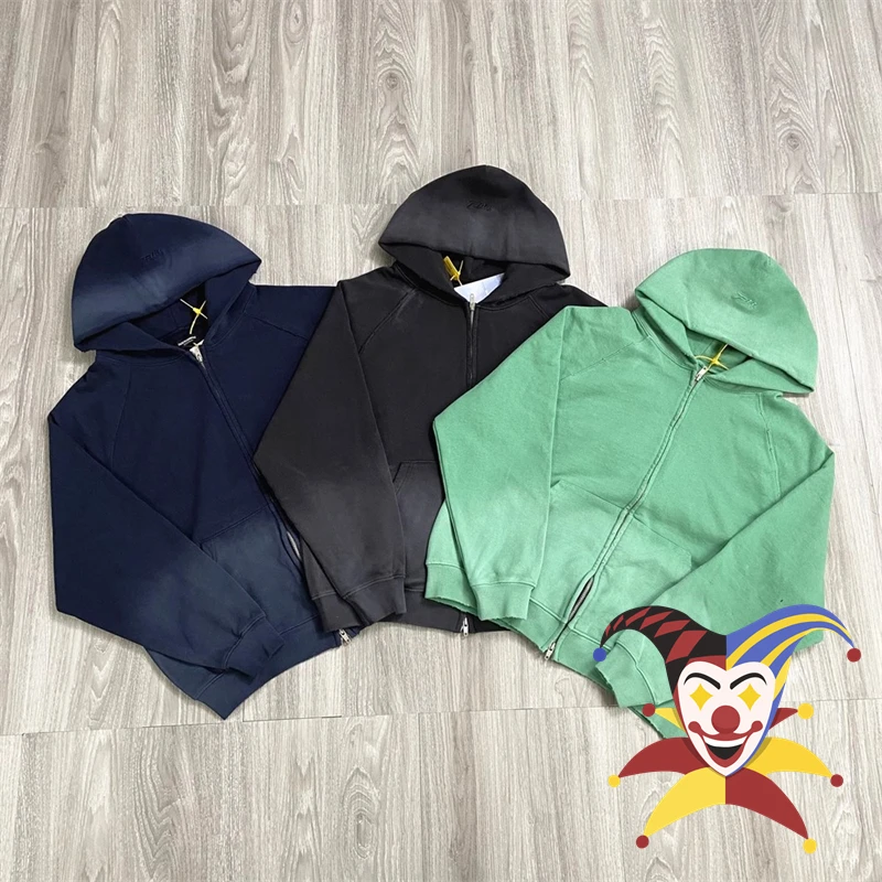 

Washed FAR.Archive Zipper Hoodie Men Women Dark Grey Blue Wash Water Green Iron Grey Pullover FAR Archive Fleece Hooded