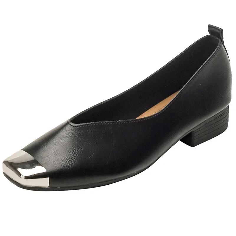 Flat Shoes Fashionable Genuine Leather Mother's Shoes New Casual Shoes Shallow Cut Low Heels Women  Comfortable High Heels