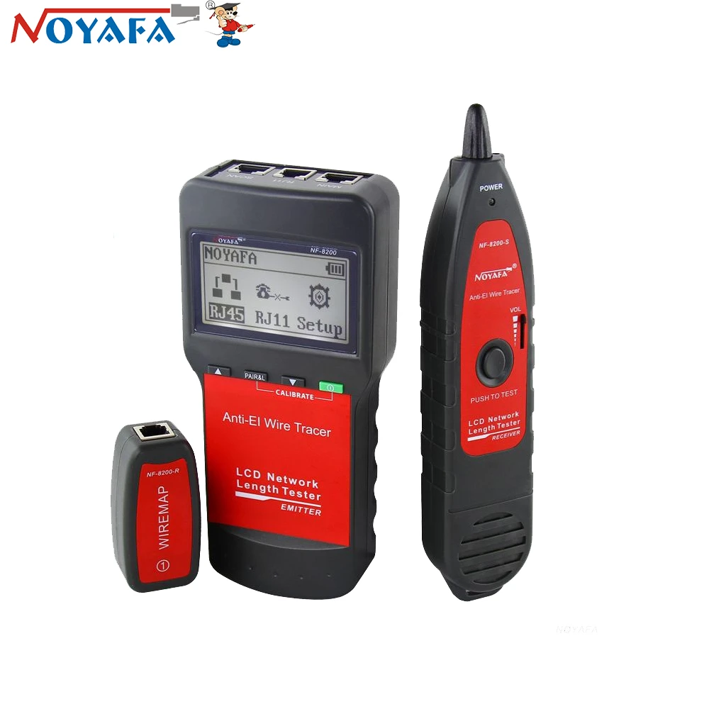 NOYAFA NF-8200 Cable Tester RJ45 RJ11 CAT5 CAT6 Anti-Interference Wire Tracker Locator LED Network Tester Length Measurement cable toner and probe