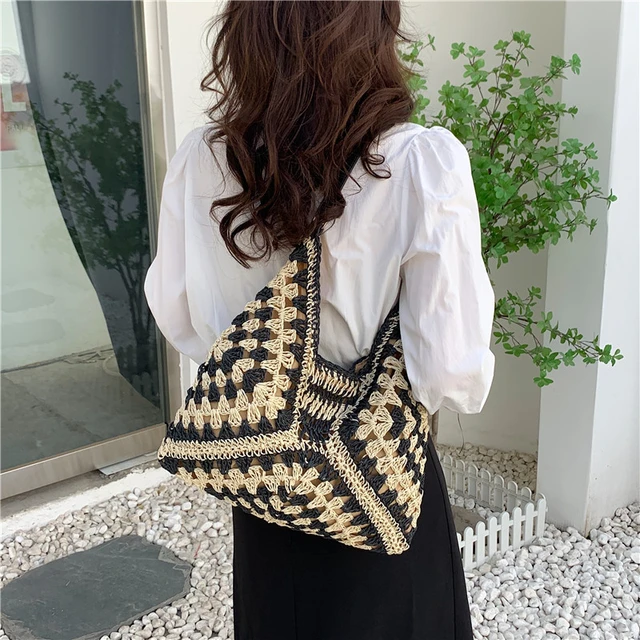 Travel Beach Fishing Net Handbag Shopping Woven Shoulder Bag for Women Girls