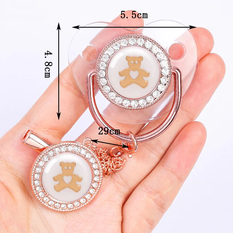 Pacifier Clip Pacifier Chain Newborn Baby Pacifier Clips Transparent Bling Silicone Nipple Infant Pacifiers Holder Teether BPA Free Baby Shower Gifts