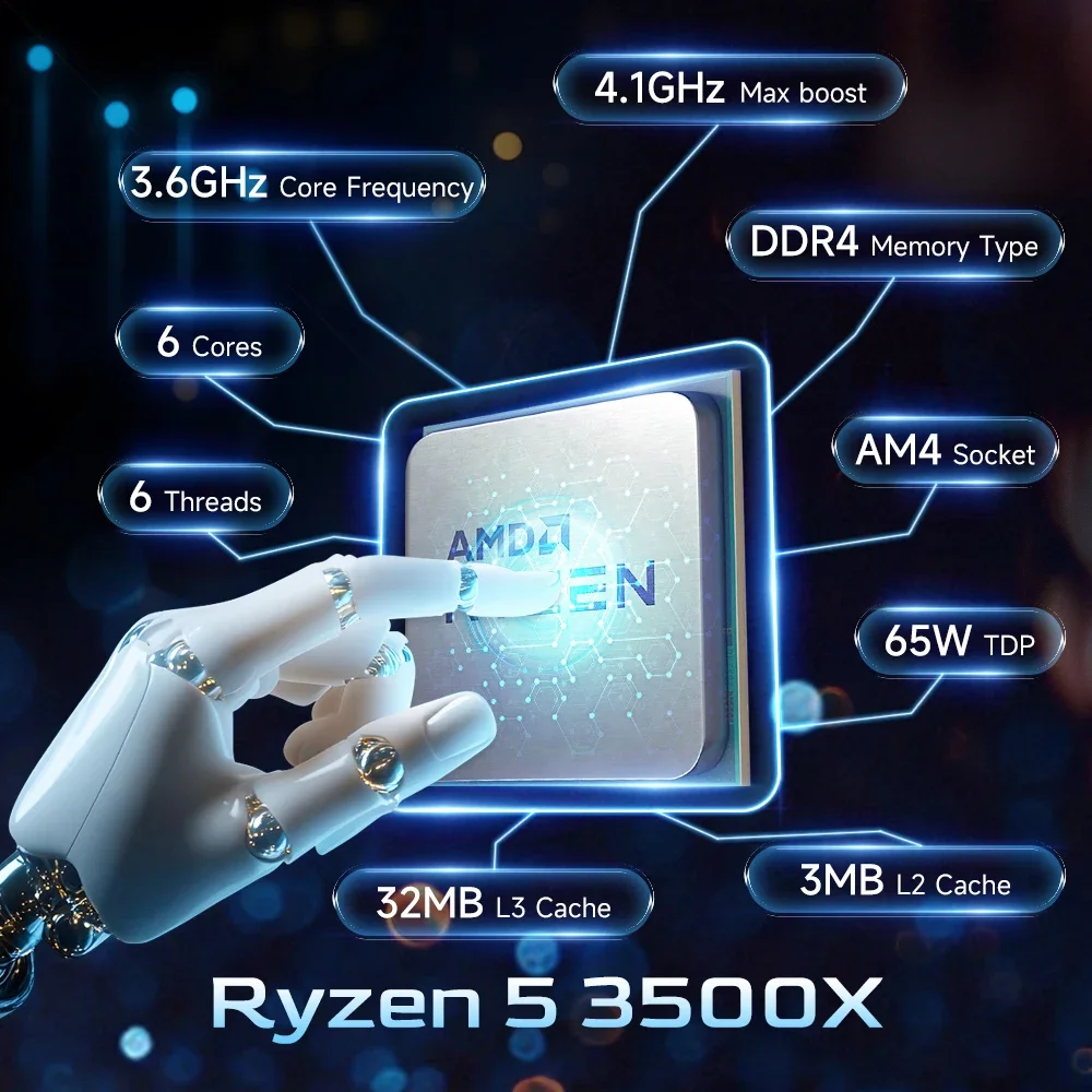 AMD Ryzen 5 3500X R5 3500X 3.6GHz 6코어 6스레드 7nm 65W L3=32M CPU 프로세서 100-000000158 소켓 AM4 쿨러 없음