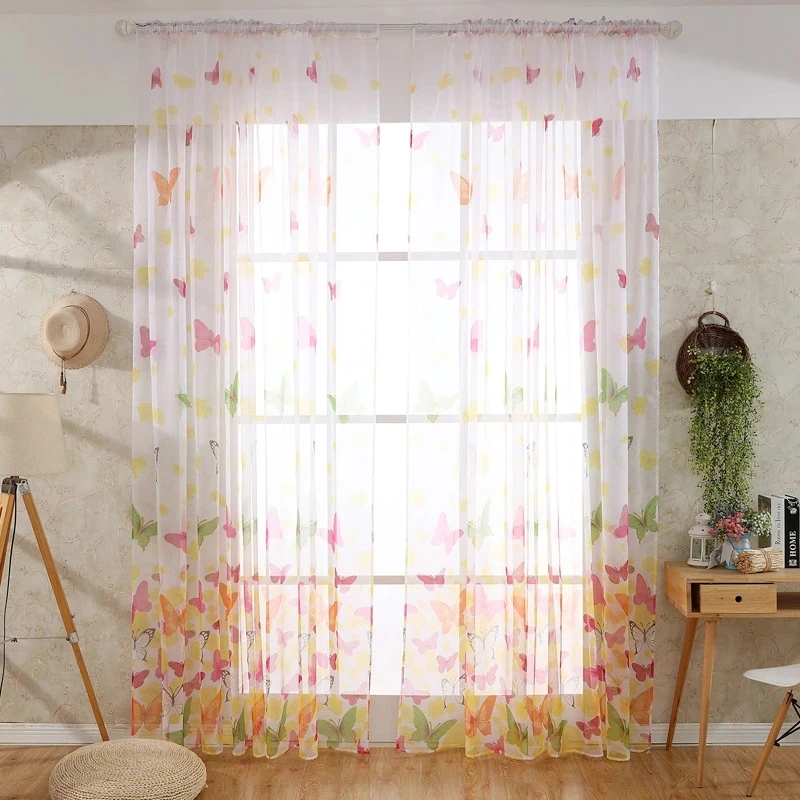 dier Gehoorzaam duidelijkheid Romantische Vlinder Gordijn Vlinders Gedrukt Tule Voile Gordijnen Voor  Scherm Venster Balkon Sheer Panel Cortina Hot Koop - AliExpress Huis & Tuin