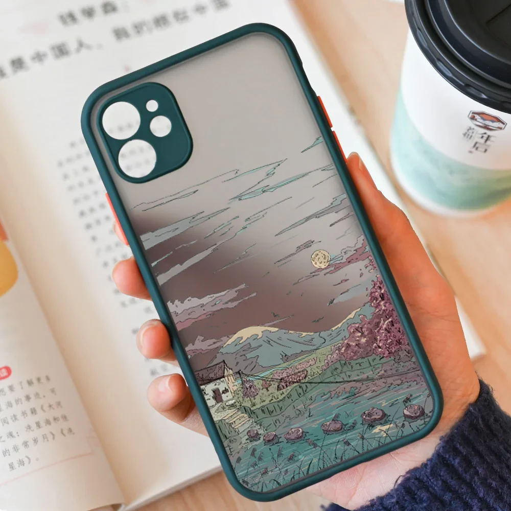 Anime Landscape Hard Matte Phone Case | Scenic Design Protective Cover
