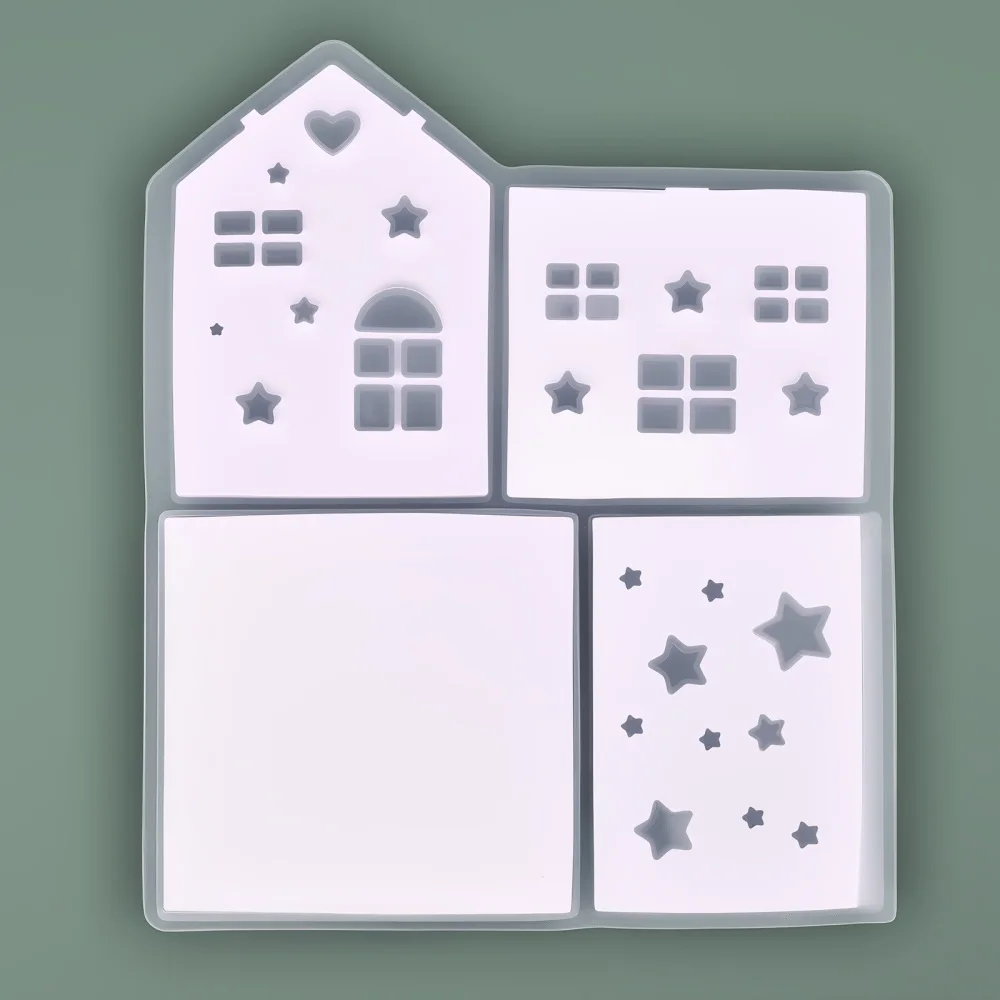 3D Haus Silikonform DIY Weihnachtsbaum Liebe Stern Haus Ornament Dekor Gips Epoxidharz Kerzenhalter Form Handwerk Herstellung – Detail 2