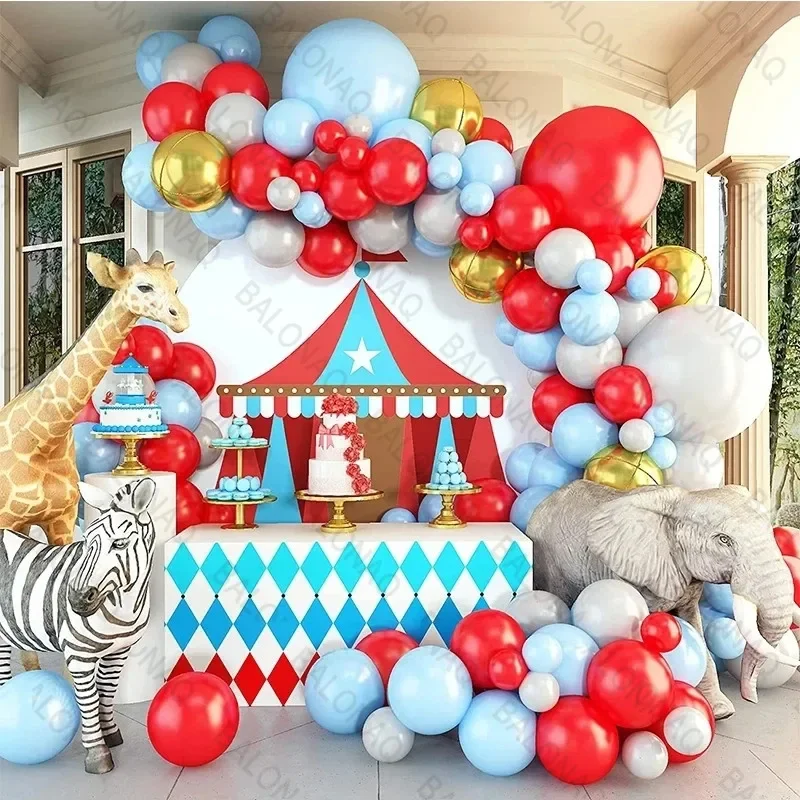 

120pcs Carnival Circus Balloons Arch Garland Kit Red Yellow Green Ballon Circus Toy Party Birthday Decorations Rainbow Globos