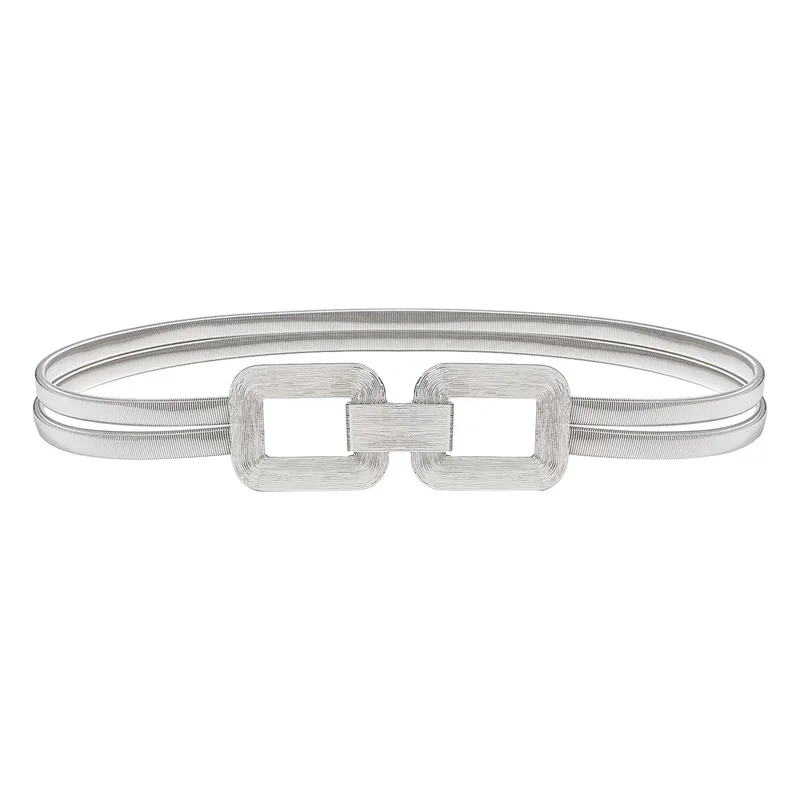 Golden Double-Strand Elastic Women's Fashion Belt with Metal Waist Chain