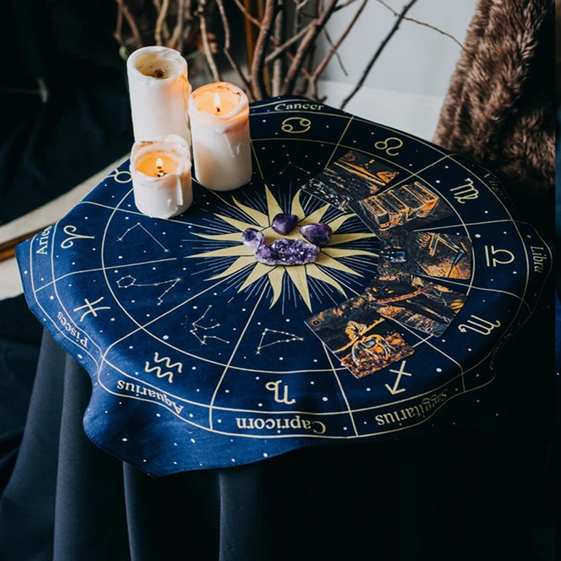 Tarot Tapestry Wheel of the Zodiac Astrology Chart Wall Hanging Scarf Altar cloth tarot cloth tarot deck Sun and Moon Home Decor tapestry decorations