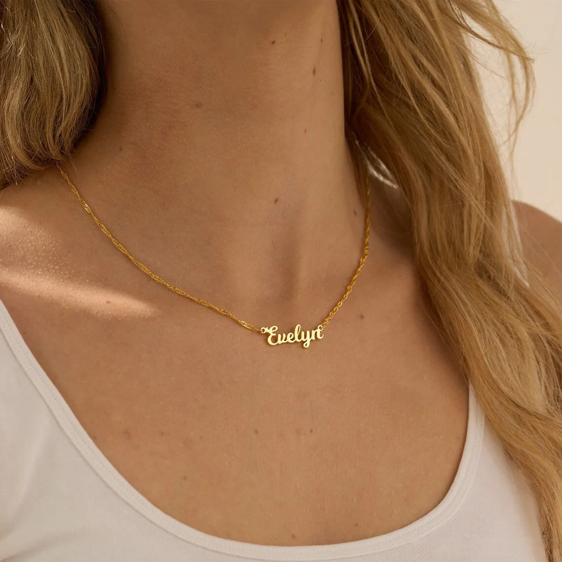 Custom Twist Chain Name Necklace Gold Name Necklace for Women Personalized Jewelry  Birthday Gift for Her Mothers Day Gift