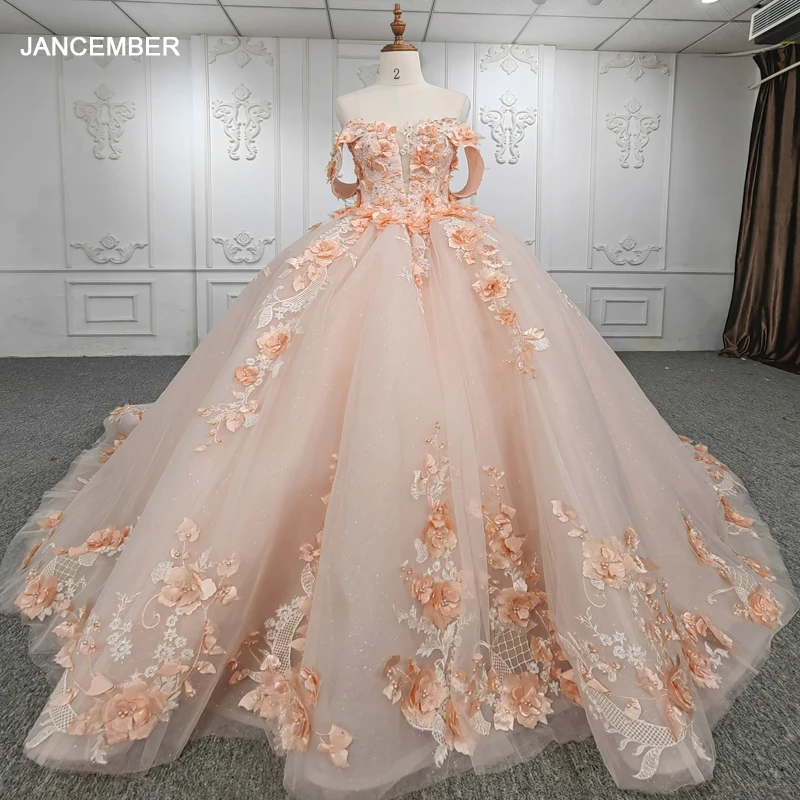 

Jancember Flash Sale Princess Quinceanera Dresses 2024 Organza Ball Gown Cap Sleeve Appliques vestido de 15 quinceañera DY9956