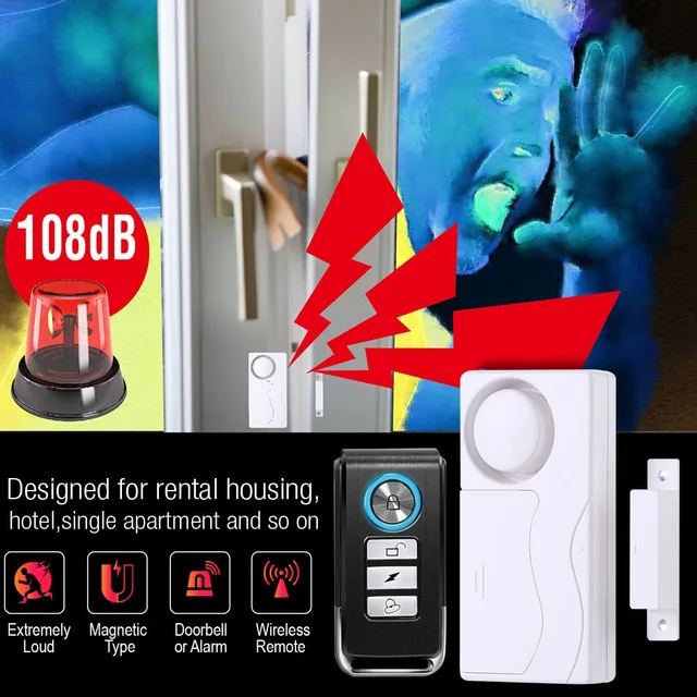 Wsdcam Door Window Alarm Remote Control Smart Home Security Alarm with Magnetic Sensor Wireless Siren Detector Alarm 3
