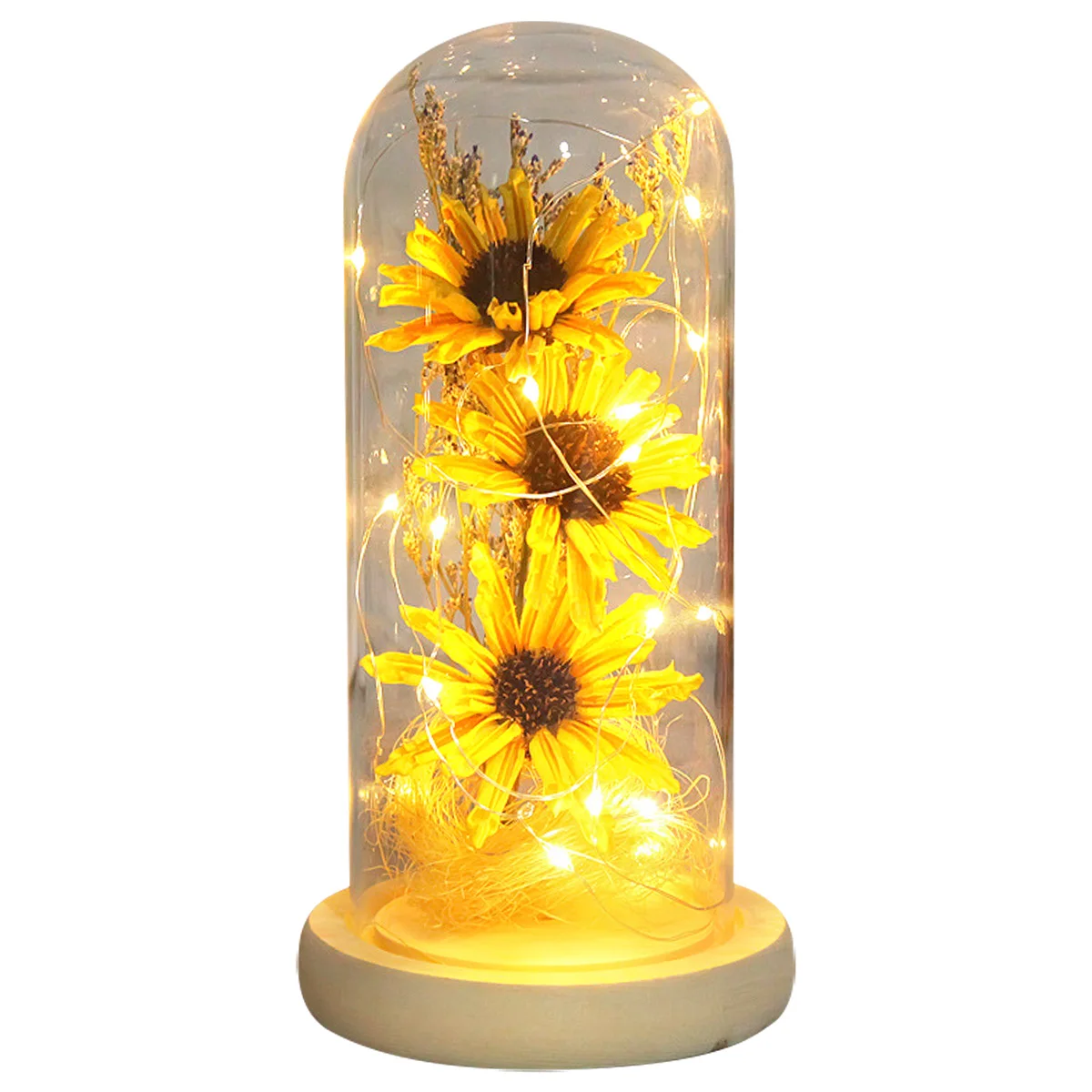 Tanio Sztuczne kwiaty szklane słonecznik kopuła Decor romantyczny prezent dla sklep