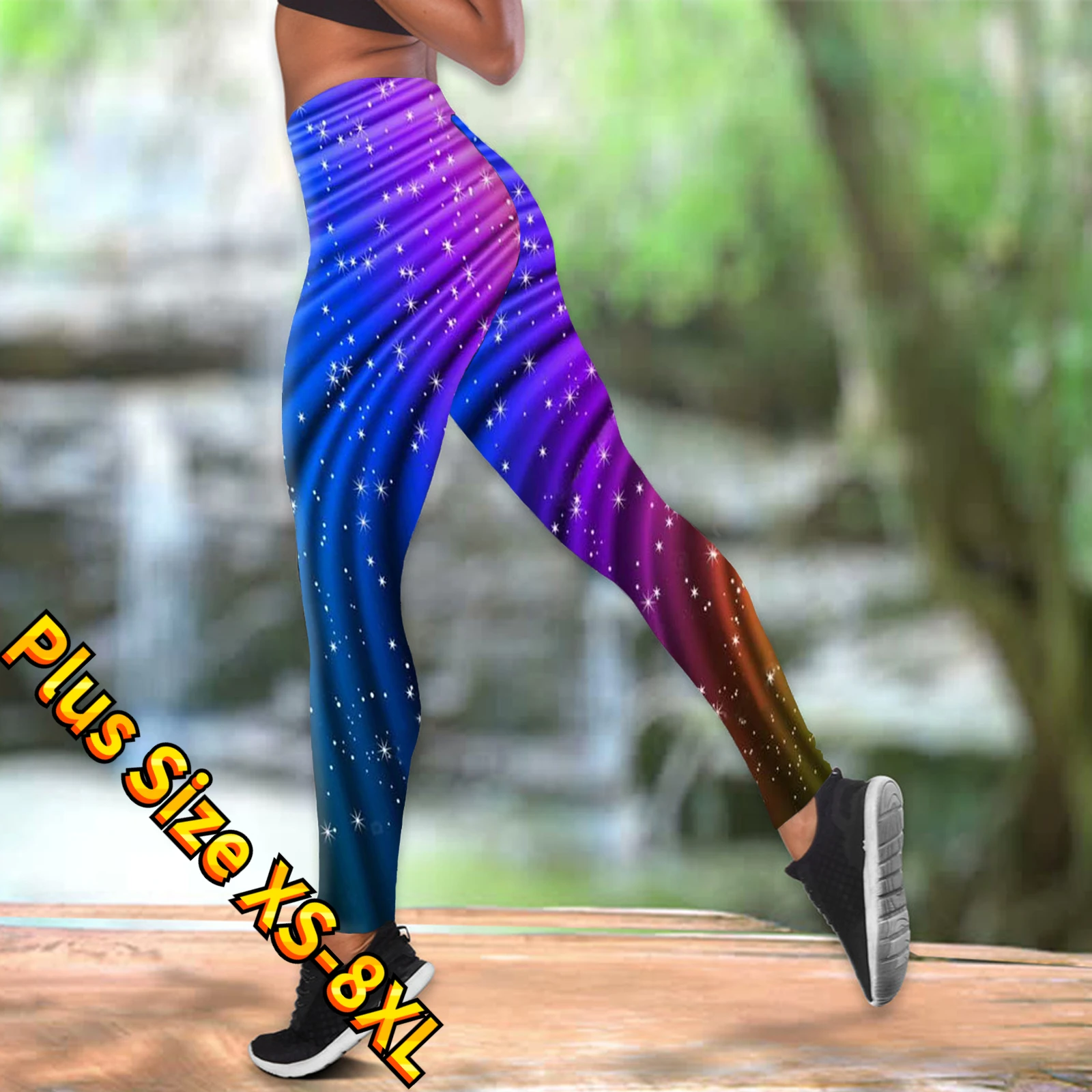 Women's Fashion Rainbow Multicolor Print Yoga Fitness Casual Sports Pants  Leggings XS-8XL