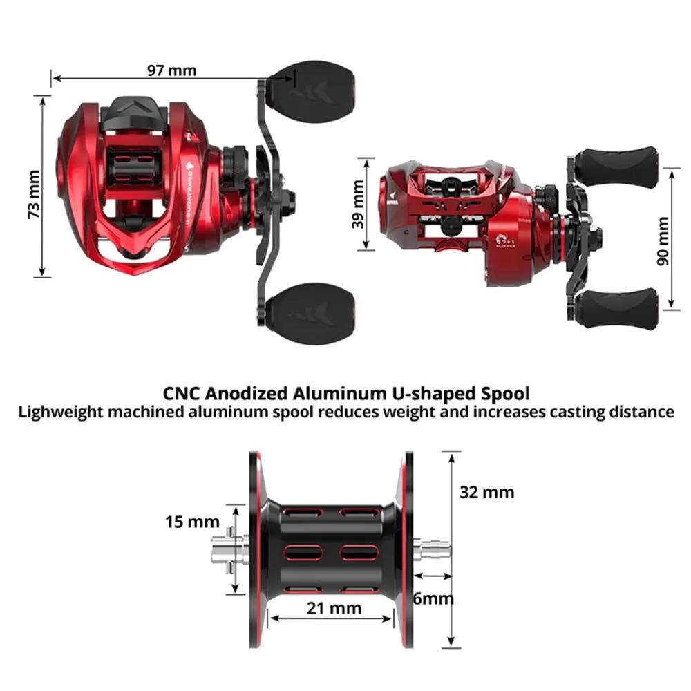 Fishing Reel KastKing Spartacus II Baitcasting 8KG Max Drag 7+1 High Speed Gear Ratio