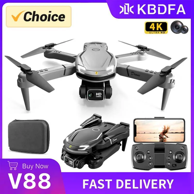 KBDFA V88 Drone FPV kamera sudut lebar HD 4K 1080P, Quadcopter