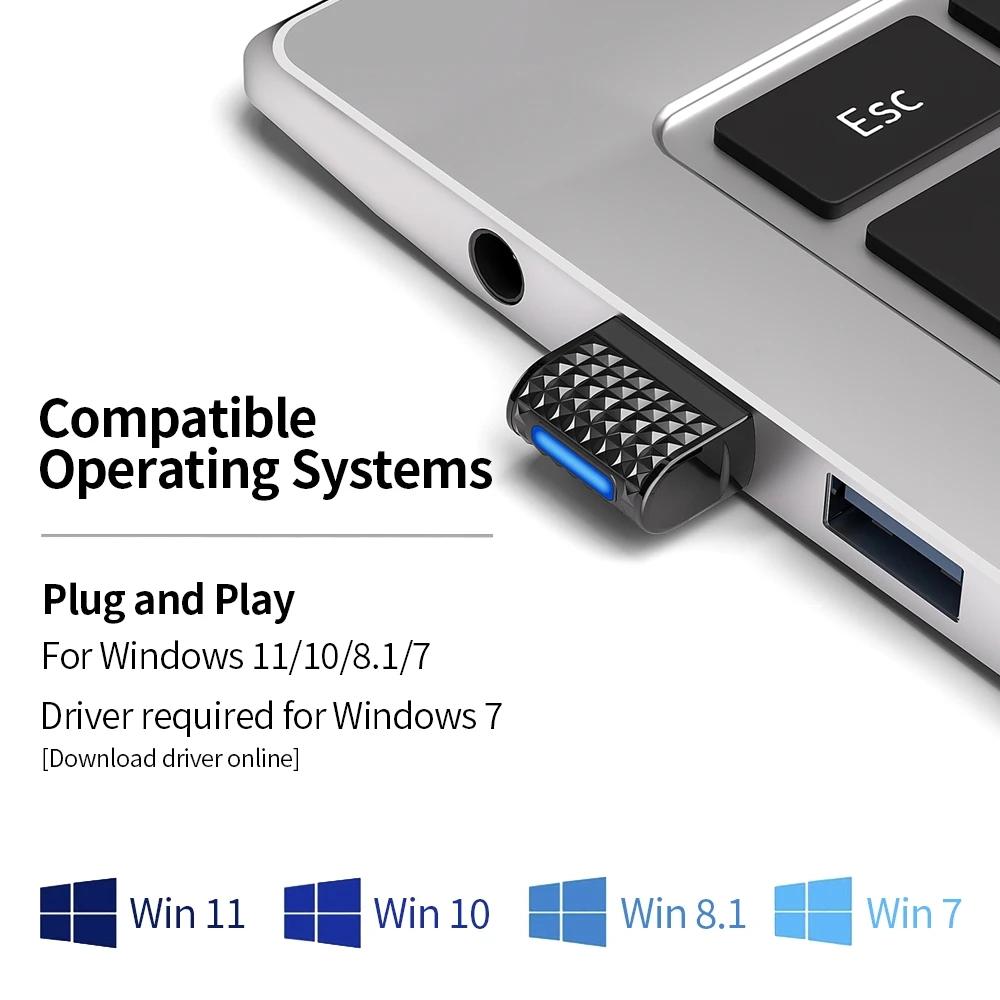 블루투스 6.0 어댑터 무선 오디오 송신기 수신기 자동차 헤드폰 스피커 용 USB 동글 Windows 8.1/10/11 드라이버 무료