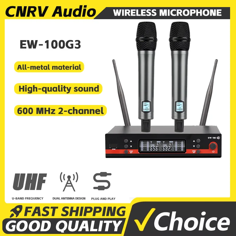 EW100G3 전문 무선 마이크 스테이지 공연용 2채널 600-699MHz UHF 가라오케 금속 핸드헬드 무선 마이크