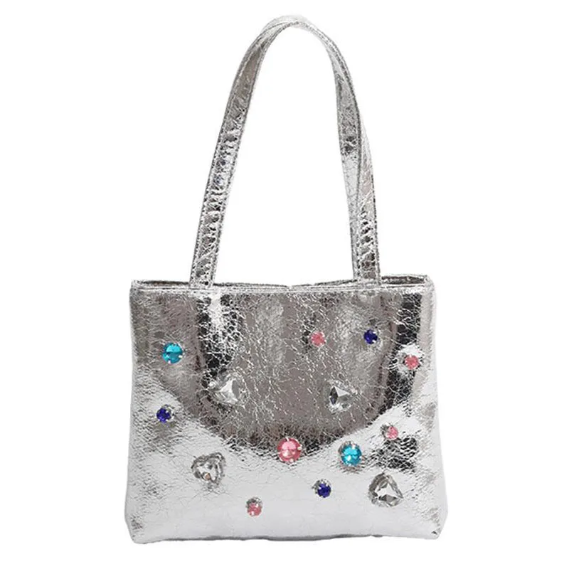 

Luxury Design Diamond Women Bag 2023 Summer New Shoulder Crossbody Bag Mobile Phone Bag Silver Tote Small Bag
