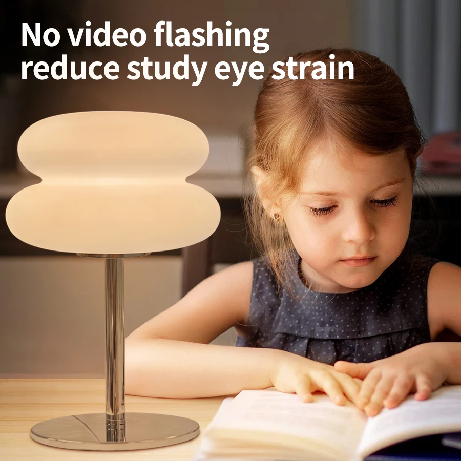 Macaron Glass Table Lamp Trichromatic Dimming Living Room Atmosphere Lamps Eye Protection Night Light Girl Bedroom Bedside Decor