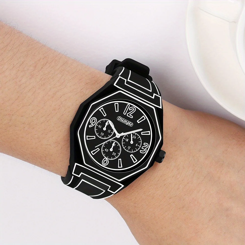 Preppy Style Quartz Wrist Watch - Round Dial, Electronic Drive, Silicone Strap, Unisex, Holiday Gifts(Gift box does not include)