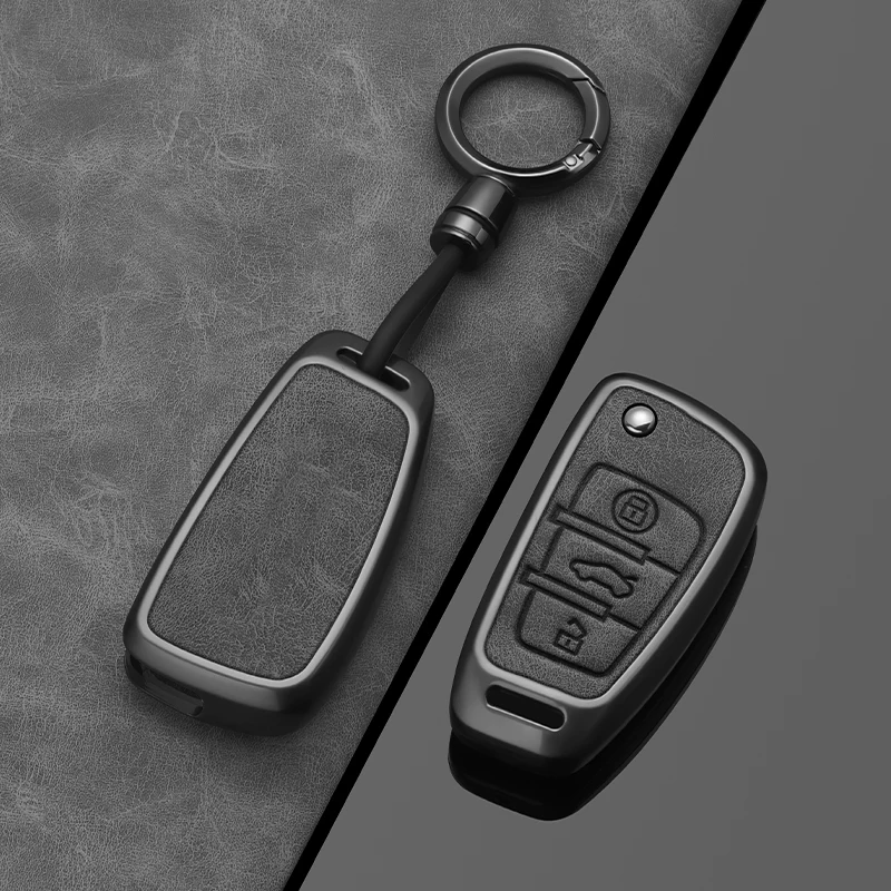 Key Case Car Key Shell Key Cover Fob Cover Alloy Style Car Key Case Cover Shell Fob for Audi A3 A4 B9 A6 A7 4K A8 E-tron Q5 Q8 C8 D5 SQ8 Key Protection Bag Accessories