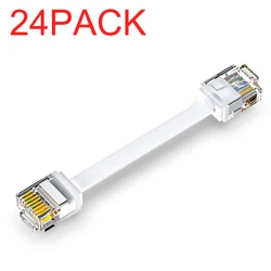 24 - Pack Cat6 Short Flat Ethernet Patch Cables - Flexible 1G Network Connectivity - 0.2M (White 24Pack)