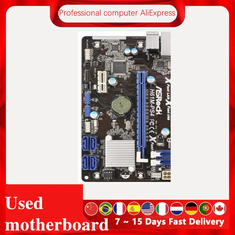 For ASRock H61M-PS4 Desktop Motherboard LGA 1155 DDR3 For Intel H61 LGA1155 Desktop Mainboard SATA Used - AliExpress