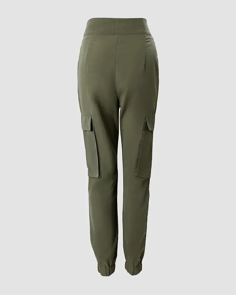 Women's Pants 2022 Trend Fashion High Waist Pocket Button Design Casual