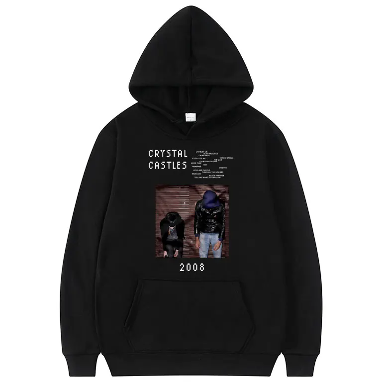 Crystal Castles Graphic Hoodie Male 90s Gothic Music Band