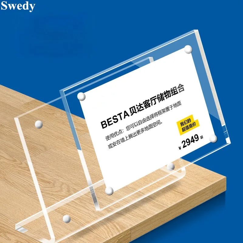 105x70mm L Shape Magnetic Acrylic Sign Holder Display Stand Products Name Card Holder Menu Bread Price List Label Card Tags