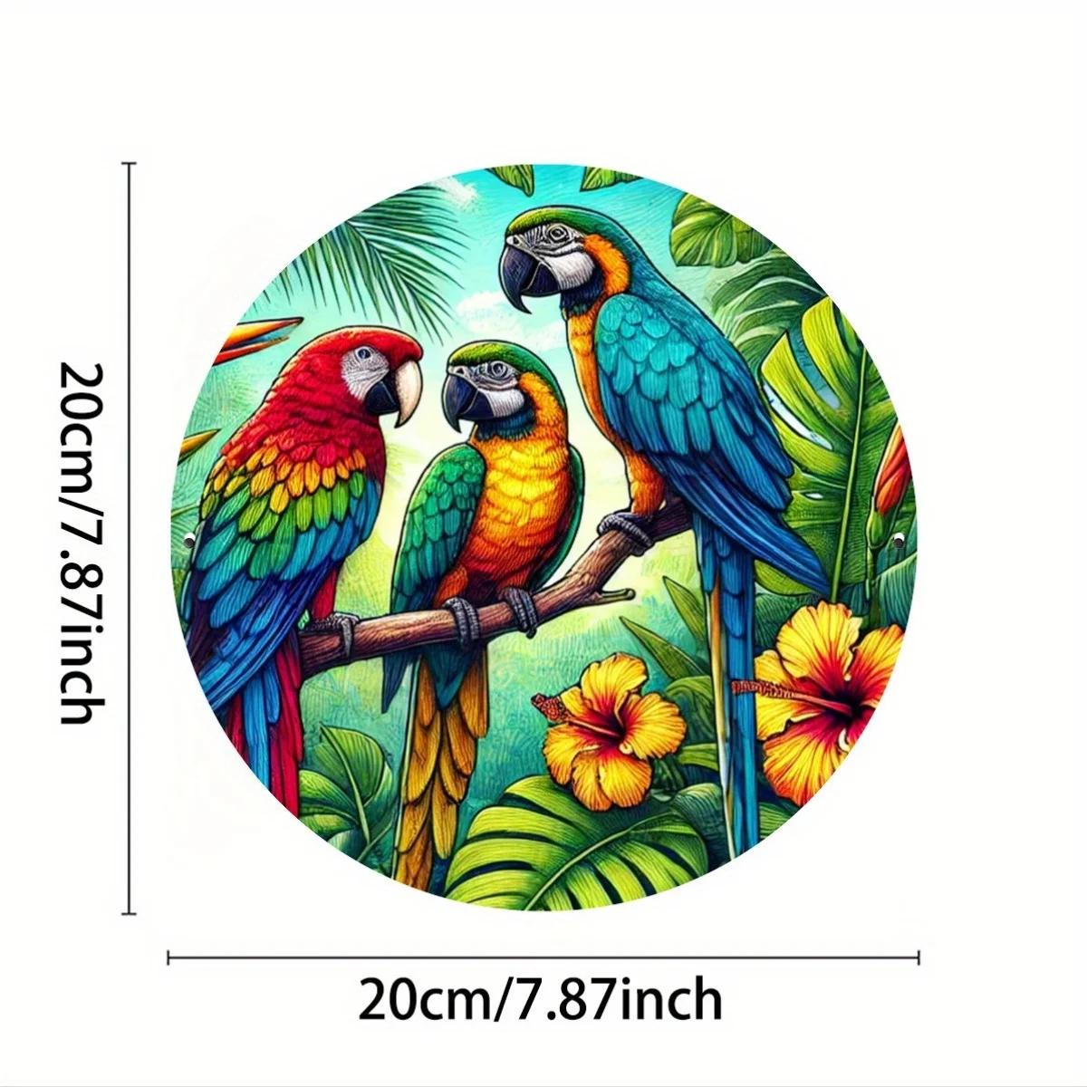 1개, 앵무새 사인 맞춤형 19.81x19.81cm 원형 틴 사인 - 남성, 여성, 친구를 위한 이상적인 선물, 전면 장 예술적인 홈 데코